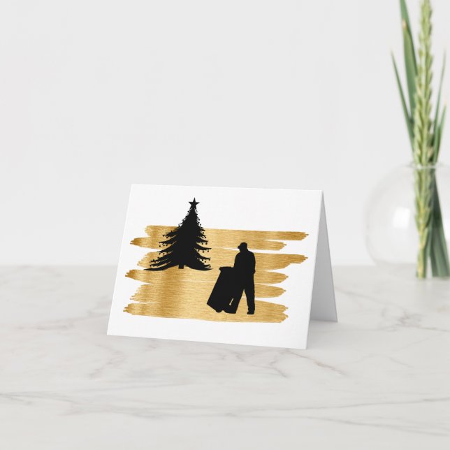 Garbage Man  and Christmas Tree Silhouette Card    (Front)