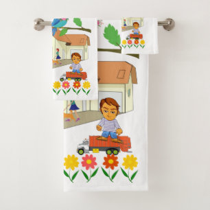 Garbage Man Floral Colours Bathroom Towel Sets