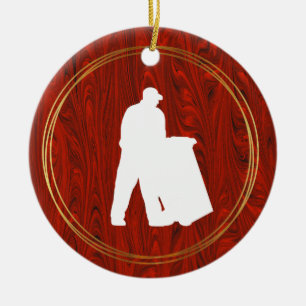 Garbage Man White Silhouette Christmas Ornament