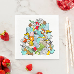 Garbage Pile Messy Trash Recycling Junk Napkin
