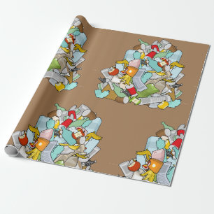 Garbage Pile Messy Trash Recycling Junk Wrapping Paper