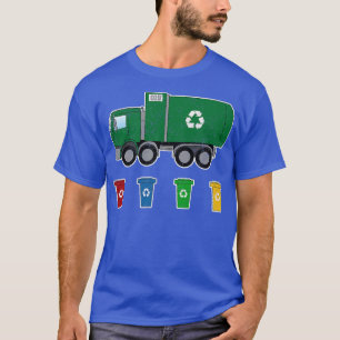 Garbage Smiling Truck Coloured Cans Recycling Day  T-Shirt