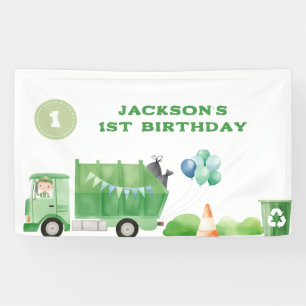Garbage Trash Truck 1st Birthday Party Banner 