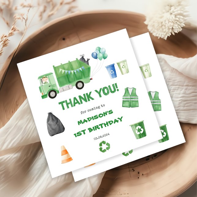 Garbage Trash Truck 1st Birthday Party  Napkin (Creator Uploaded)