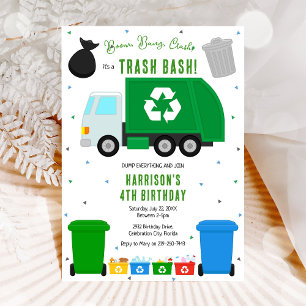 Garbage Trash Truck Birthday Invitation