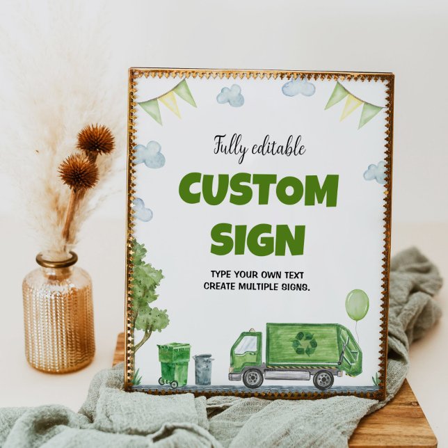 Garbage Trash Truck Birthday Party Table Sign  (Creator Uploaded)