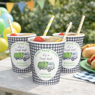 Garbage Trash Truck Birthday Personalised Paper Cups