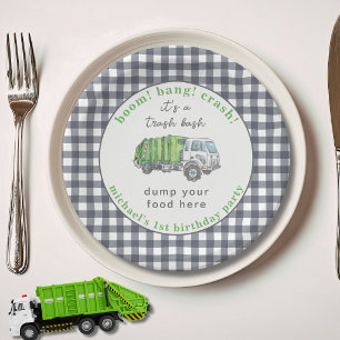 Garbage Trash Truck Birthday Personalized Funny Paper Plate