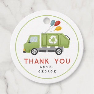 Garbage Trash Truck Boy Birthday Party Favour Tags