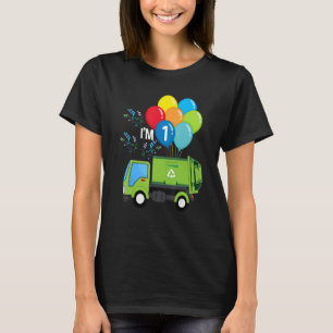 Garbage Truck 1st Birthday Vehicle Green Balloons T-Shirt