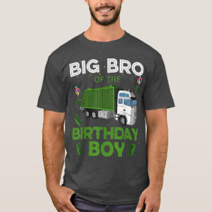 Garbage Truck Big Brother Birthday Boy Balloons Bi T-Shirt