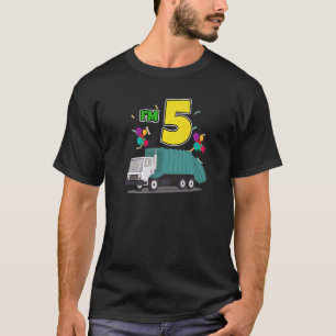 Garbage Truck Birthday Dinosaur Dustcar I Am Five T-Shirt