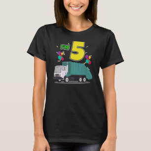 Garbage Truck Birthday Dinosaur Dustcar I Am Five T-Shirt