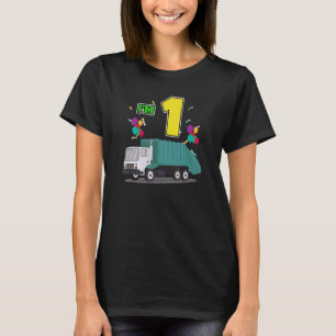 Garbage Truck Birthday Dinosaur Dustcar I Am One 1 T-Shirt