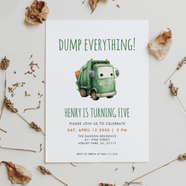Garbage Truck Birthday Invitation (Creator Uploaded)