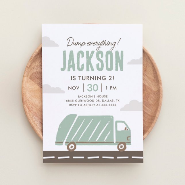 Garbage Truck Birthday Invitation (Creator Uploaded)