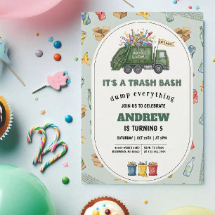 Garbage Truck Birthday Invite for Kids