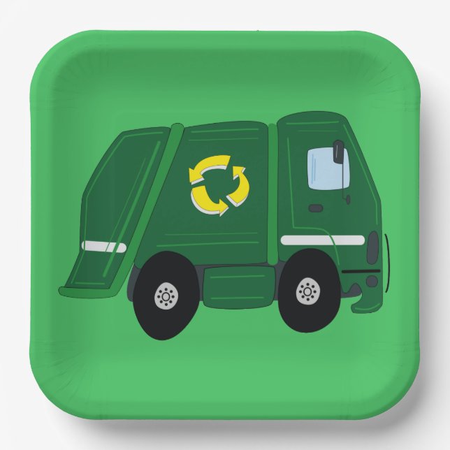 Garbage Truck Birthday Party Paper Plate (Front)