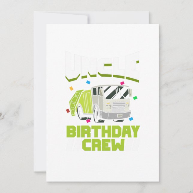 Garbage Truck Birthday Party Uncle Birthday Crew Invitation (Front)