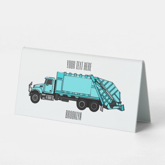 Garbage truck cartoon illustration (Front)