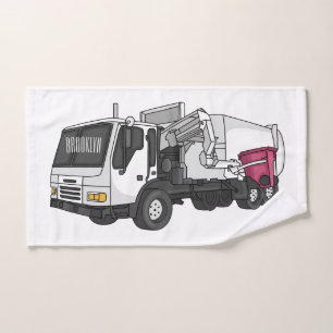 Garbage truck cartoon illustration bath towel set