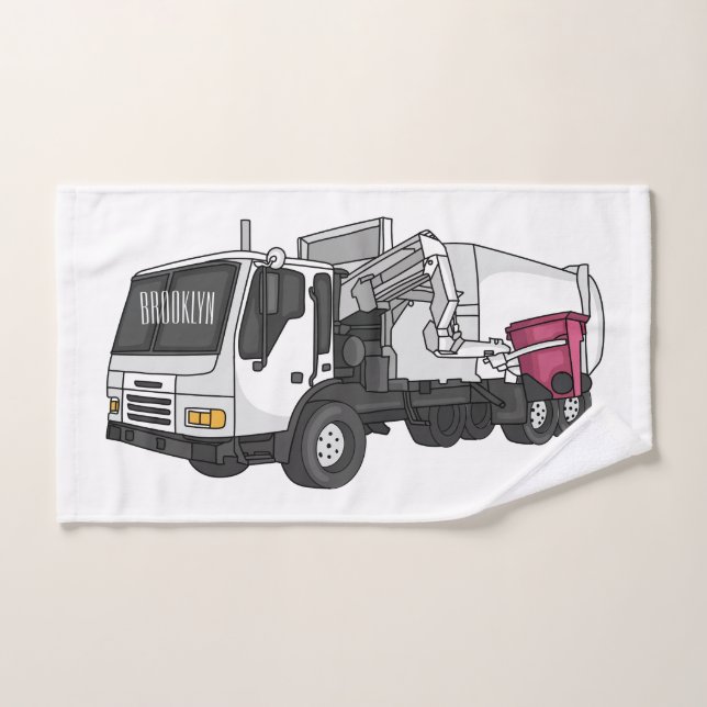 Garbage truck cartoon illustration bath towel set (Hand Towel)