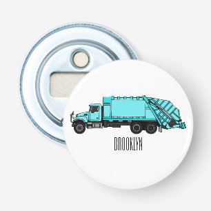 Garbage truck cartoon illustration bottle opener