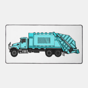 Garbage truck cartoon illustration desk mat