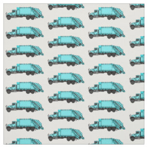 Garbage truck cartoon illustration fabric