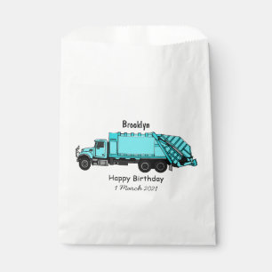 Garbage truck cartoon illustration favour bag