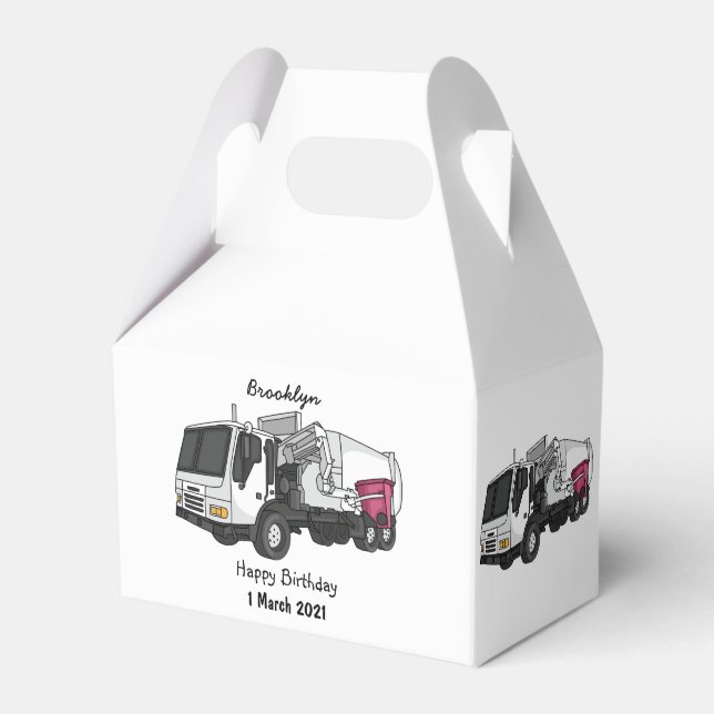 Garbage truck cartoon illustration favour box (Front Side)