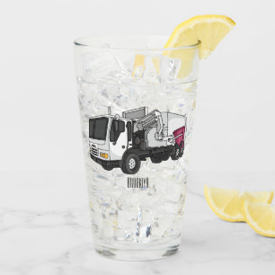Garbage truck cartoon illustration glass