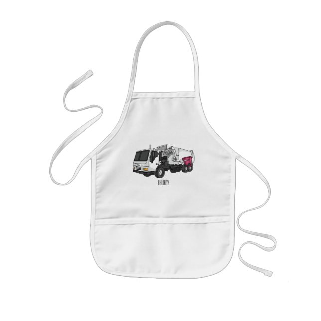 Garbage truck cartoon illustration kids apron (Front)