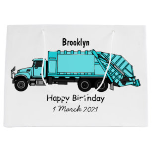 Garbage truck cartoon illustration large gift bag