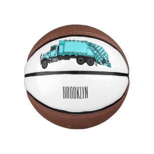 Garbage truck cartoon illustration mini basketball