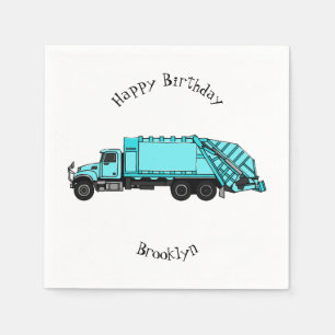 Garbage truck cartoon illustration napkin