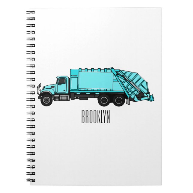 Garbage truck cartoon illustration notebook (Front)