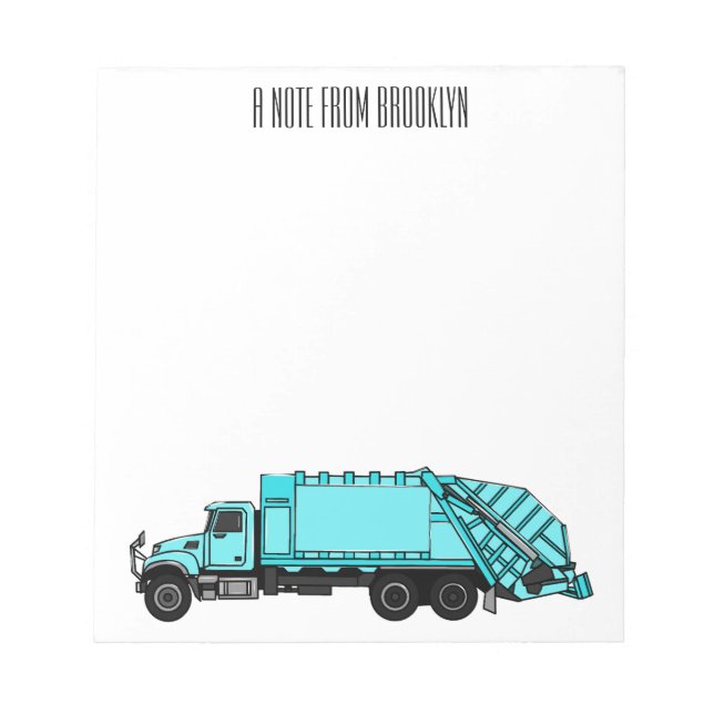 Garbage truck cartoon illustration notepad (Front)
