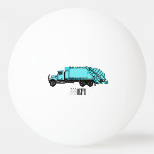 Garbage truck cartoon illustration ping pong ball