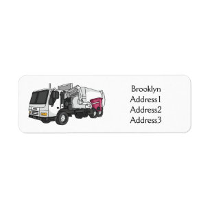 Garbage truck cartoon illustration return address label