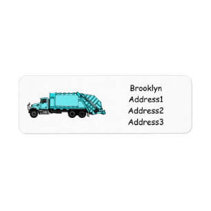 Garbage truck cartoon illustration return address label