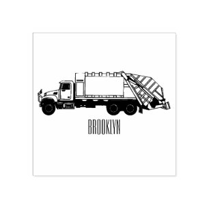 Garbage truck cartoon illustration rubber stamp