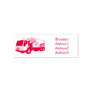 Garbage truck cartoon illustration self-inking stamp