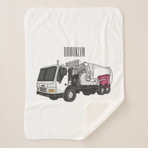 Garbage truck cartoon illustration sherpa blanket