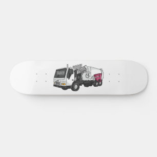 Garbage truck cartoon illustration  skateboard