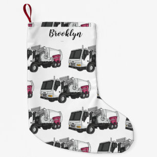 Garbage truck cartoon illustration small christmas stocking