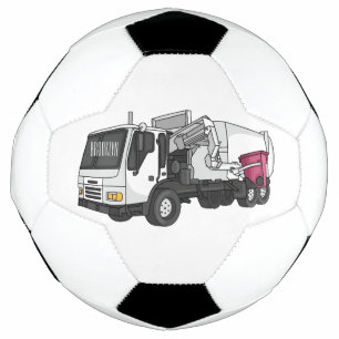 Garbage truck cartoon illustration soccer ball