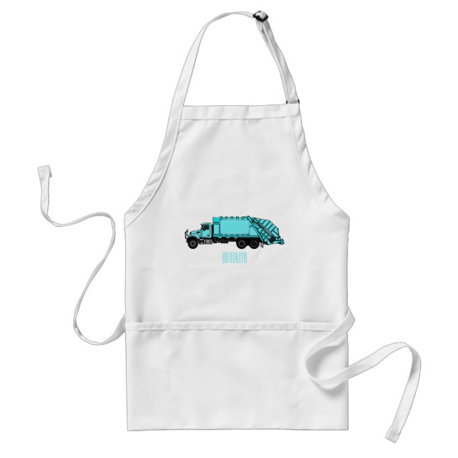 Garbage truck cartoon illustration standard apron (Front)