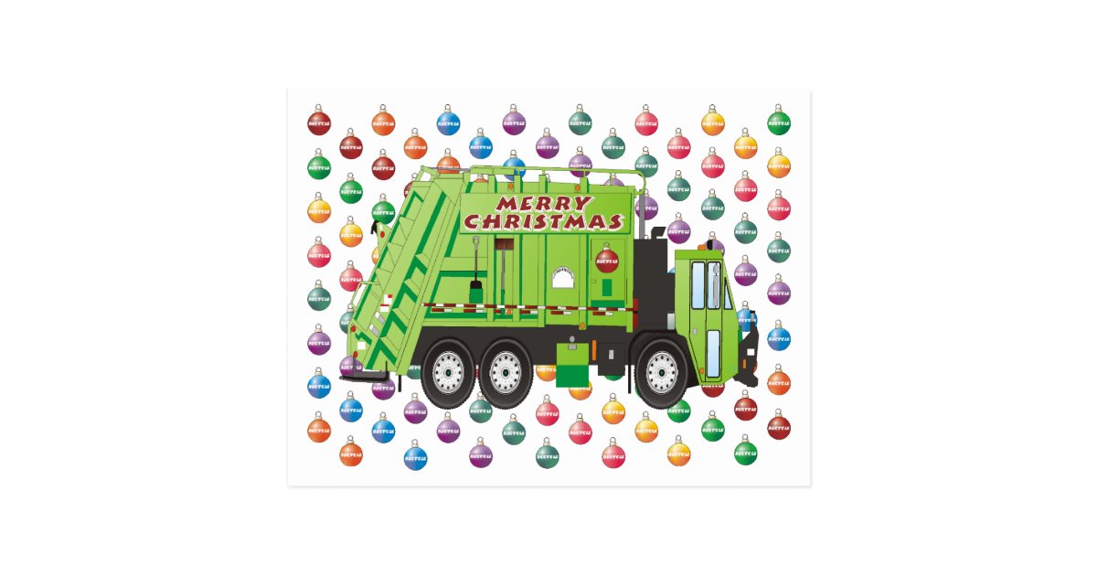Garbage Truck Christmas Postcard
