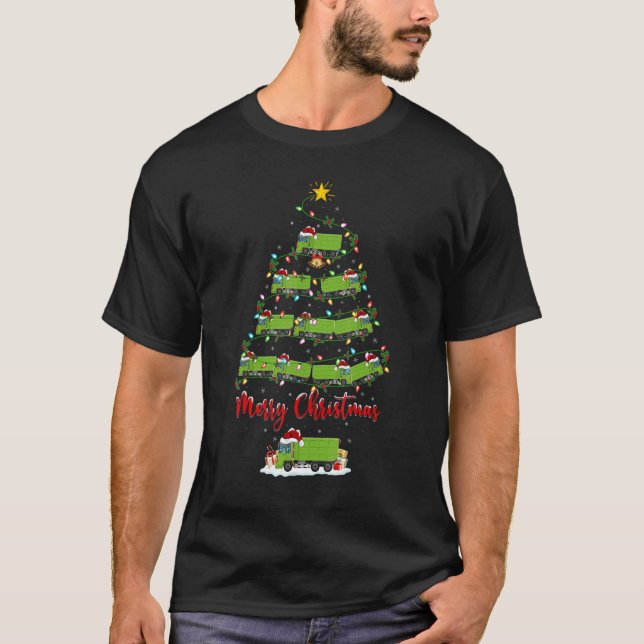 Garbage truck Christmas Tree Lights  Garbage truck T-Shirt (Front)